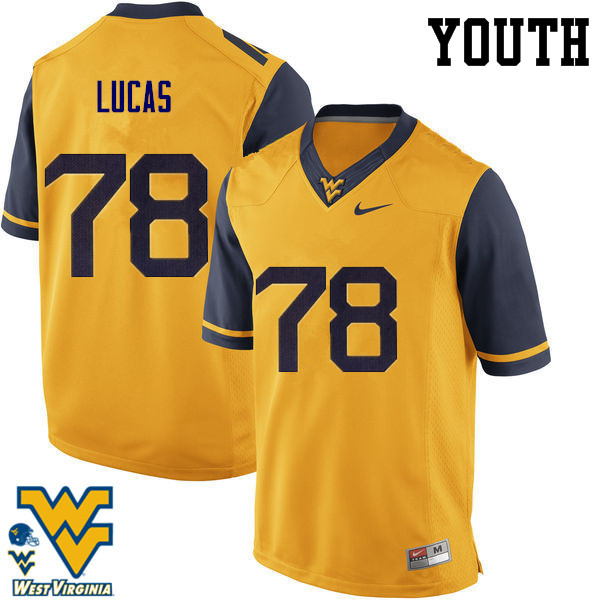 NCAA Youth Marquis Lucas West Virginia Mountaineers Gold #78 Nike Stitched Football College Authentic Jersey OS23N64KY